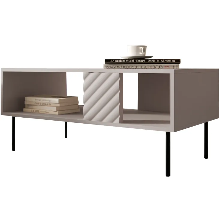 Tavolino da salotto 100x55cm con frontali decorati beige Daniele