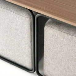 Tavolino da salotto 88x43cm con pouf in tessuto noce grigio nero Duchessa