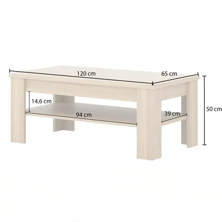 Tavolino da salotto 120x65cm con ripiano rovere Écarté