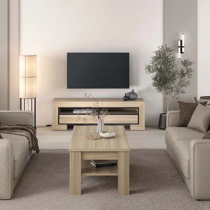 Tavolino da salotto 120x65cm con ripiano rovere Écarté