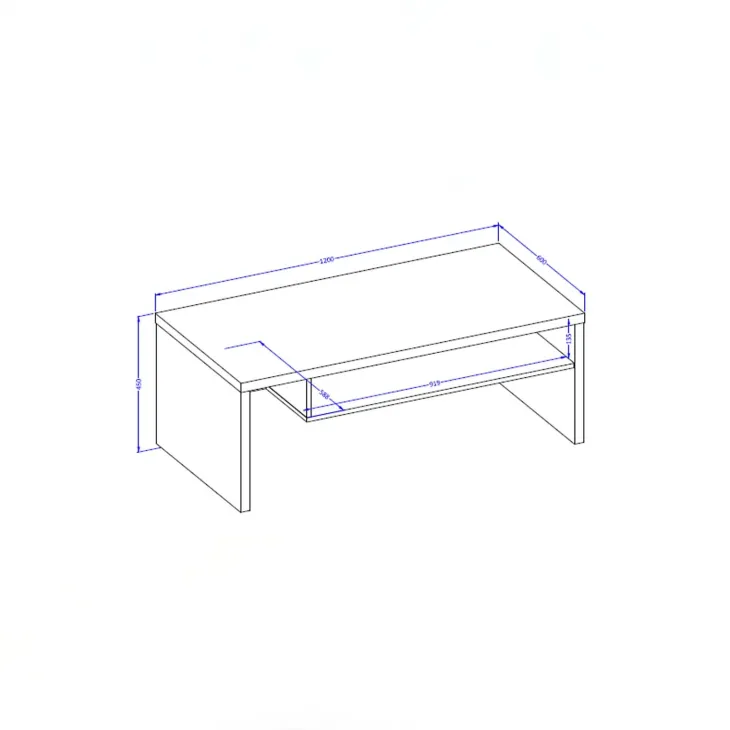 Tavolino da salotto 120x60cm con ripiano tortora nero Lolla