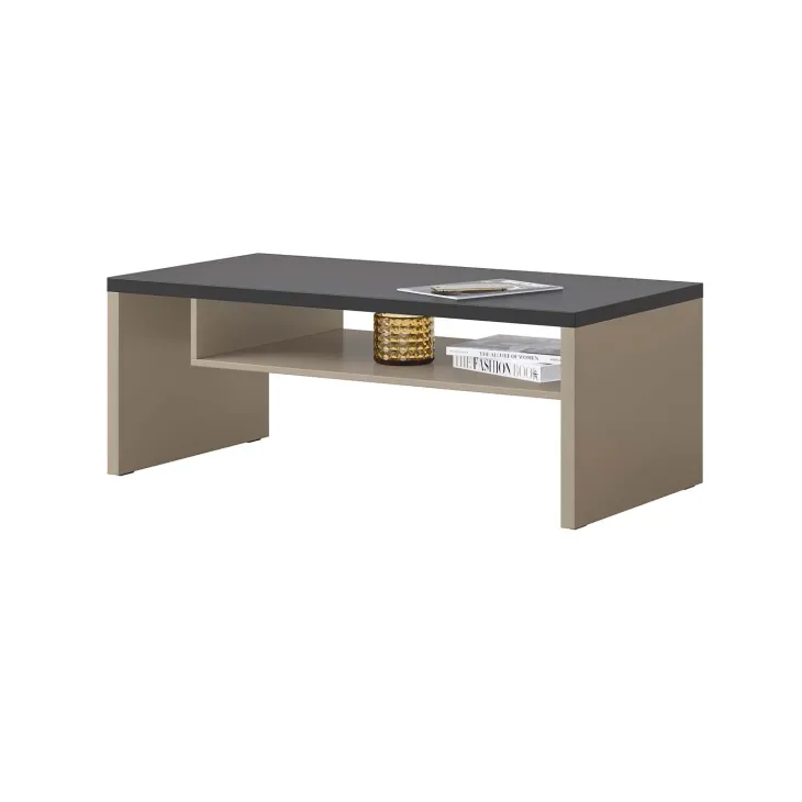 Tavolino da salotto 120x60cm con ripiano tortora nero Lolla