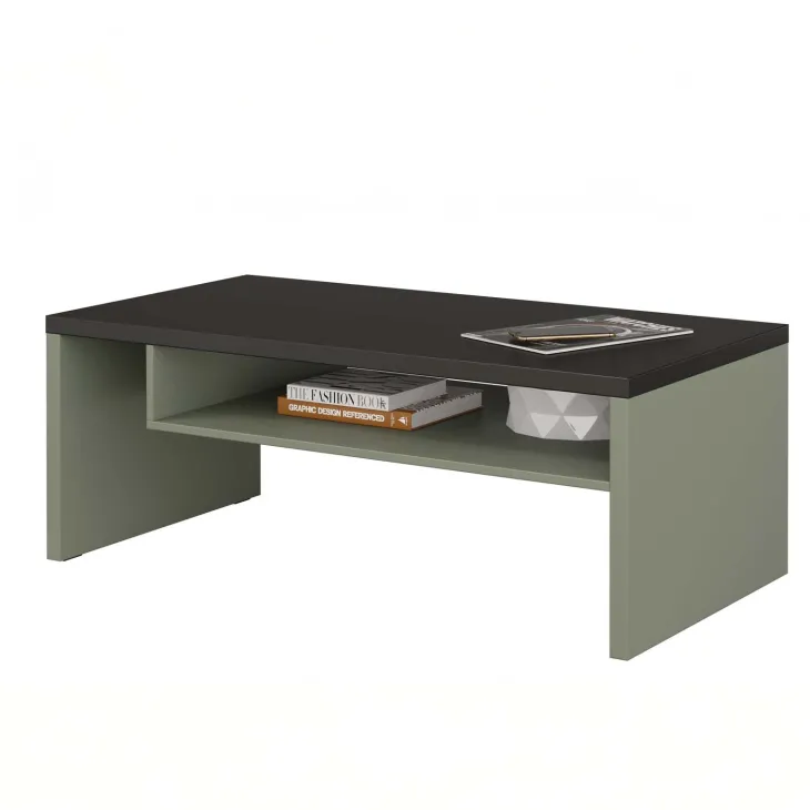Tavolino da salotto 120x60cm con ripiano verde nero Lolla