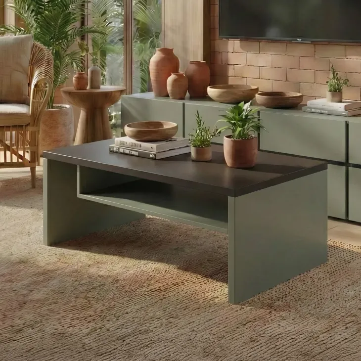 Tavolino da salotto 120x60cm con ripiano verde nero Lolla