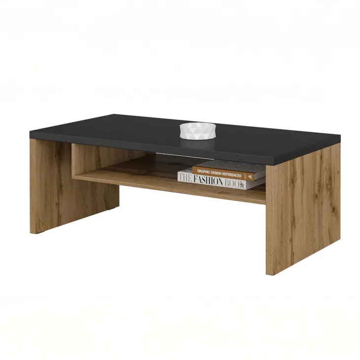 Tavolino da salotto 120x60cm con ripiano rovere nero Lolla