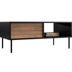 Tavolino da salotto 100x55cm con vano noce nero Wild