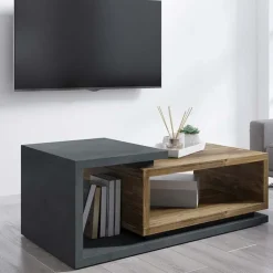 Tavolino da salotto 120x60cm design antracite noce Megan Gihome®