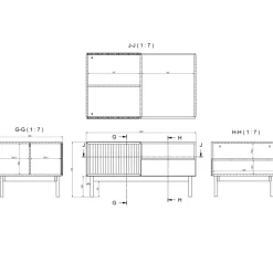 Tavolino da salotto 106x64cm design cannettato rovere Colby