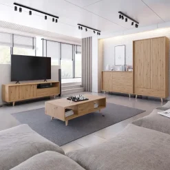 Tavolino da salotto 120x60cm design cannettato rovere Branch
