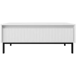 Tavolino da salotto 100x50cm design cannettato bianco Strike