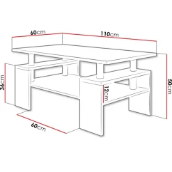 Tavolino da salotto 110x60cm design moderno bianco Thalena