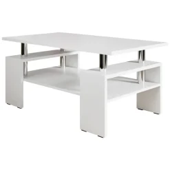 Tavolino da salotto 110x60cm design moderno bianco Thalena