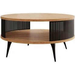 Tavolino da salotto 75x75cm design moderno rovere nero Valeris