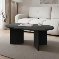 Tavolino da salotto 110x65cm effetto marmo nero Elden
