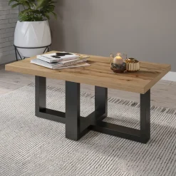 Tavolino da salotto 102x60cm industrial rovere nero opaco Lines