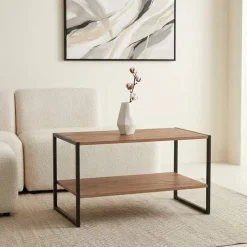 Tavolino da salotto 90x50cm industrial metallo rovere rustico Loft