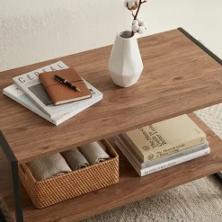 Tavolino da salotto 90x50cm industrial metallo rovere rustico Loft