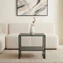 Tavolino da salotto 50x50cm industrial metallo antracite Loft