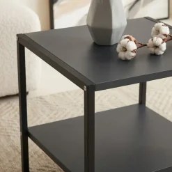 Tavolino da salotto 50x50cm industrial metallo antracite Loft