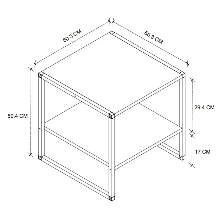 Tavolino da salotto 50x50cm industrial metallo antracite Loft