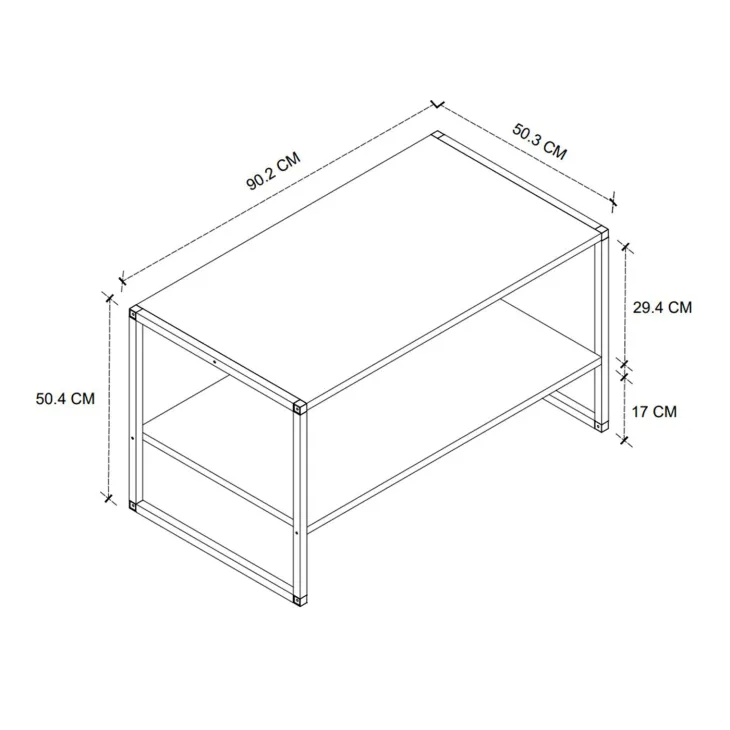 Tavolino da salotto 90x50cm industrial metallo antracite Loft