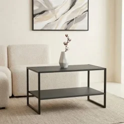 Tavolino da salotto 90x50cm industrial metallo antracite Loft