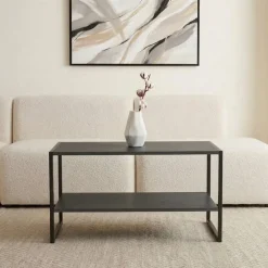 Tavolino da salotto 90x50cm industrial metallo antracite Loft