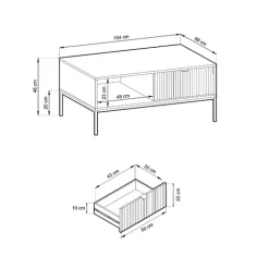 Tavolino da salotto 104x68cm moderno con cassetto cannettato verde Alisa