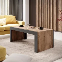 Tavolino da salotto 120x60cm moderno rovere rustico antracite Calyssa
