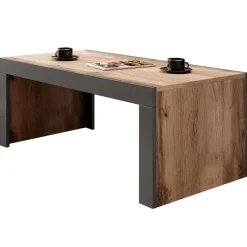 Tavolino da salotto 120x60cm moderno rovere rustico antracite Calyssa