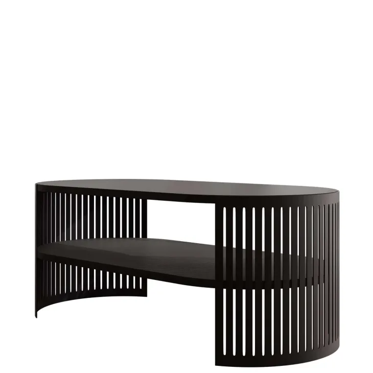 Tavolino da salotto 100x50cm ovale con ripiano nero Elisera