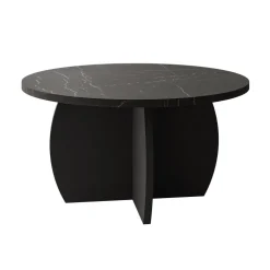 Tavolino da salotto 74x74cm rotondo effetto marmo nero Koda