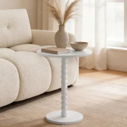 Tavolino da salotto 35x35cm rotondo bianco Loke