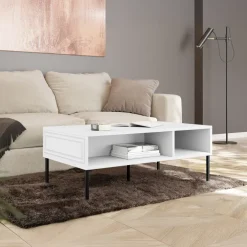 Tavolino da salotto 110x60cm 2 vani bianco opaco Stark