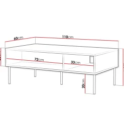 Tavolino da salotto 110x60cm 2 vani bianco opaco Stark