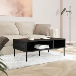 Tavolino da salotto 110x60cm 2 vani nero opaco Stark