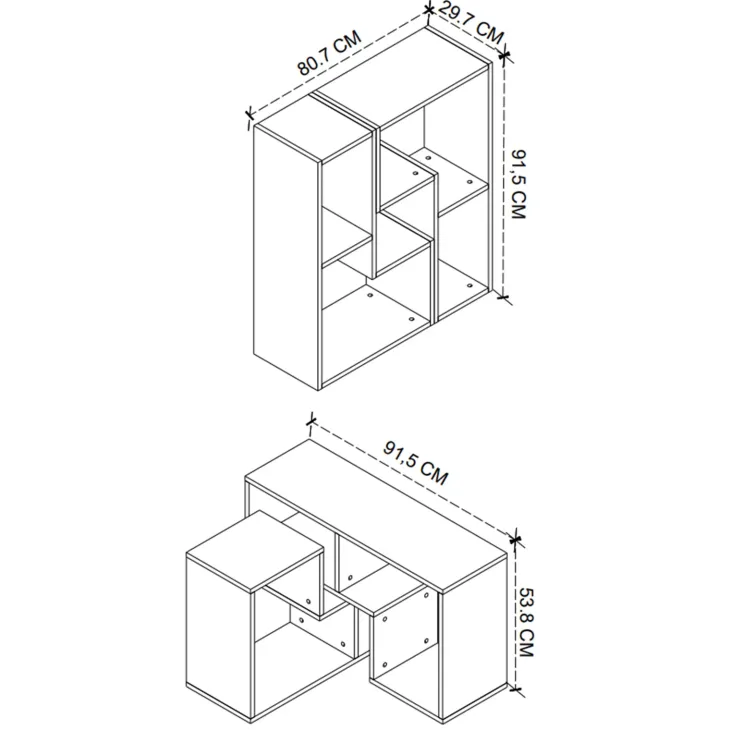 Tavolino da salotto 91x54h cm 4 vani a vista moderno multifunzione bianco Camaleo