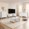 Tavolino salotto 95x60cm bianco oro Reflex