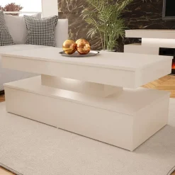 Tavolino salotto 120x55cm con LED beige cashmere Lumus