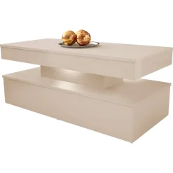 Tavolino salotto 120x55cm con LED beige cashmere Lumus