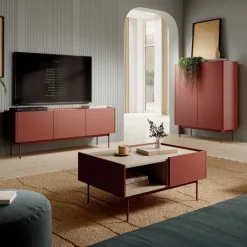 Tavolino salotto 97x65cm design moderno rosso Passion