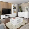 Tavolino salotto 100x65cm design moderno 2 ante bianco Pastello