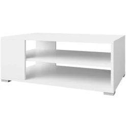 Tavolino salotto 100x65cm design moderno 2 ante bianco Pastello