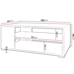 Tavolino salotto 100x65cm design moderno 2 ante bianco Pastello