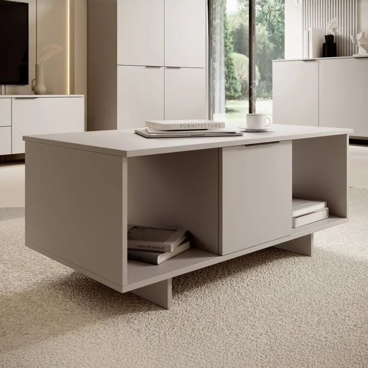 Tavolino soggiorno 100x55cm 2 ante beige cashmere Stone