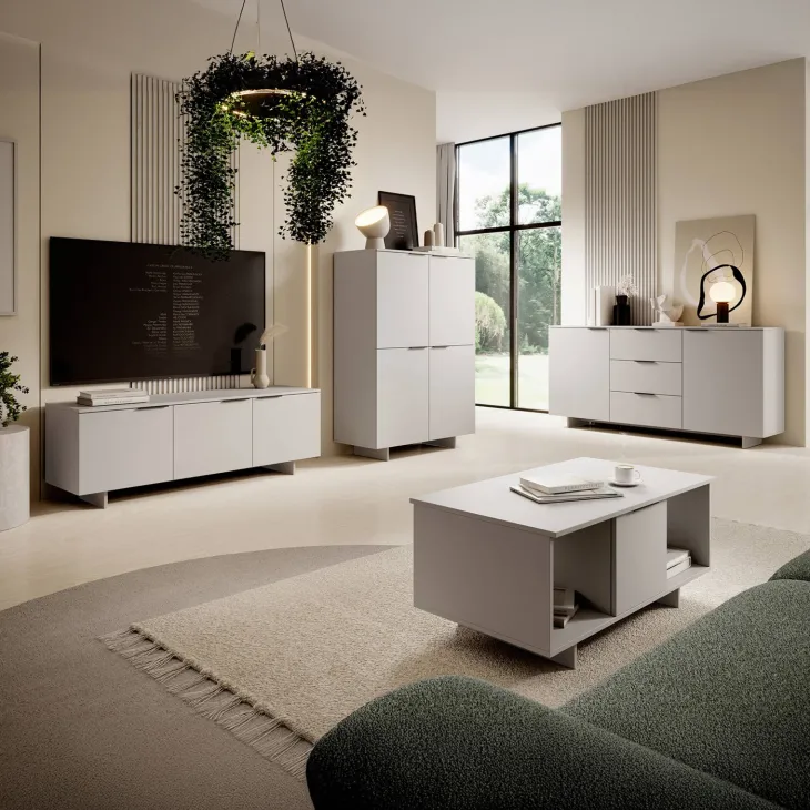 Tavolino soggiorno 100x55cm 2 ante beige cashmere Stone