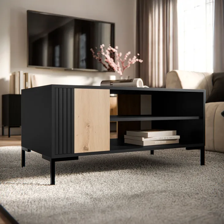 Tavolino soggiorno 100x55cm rovere nero Duble