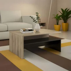 Tavolino 100x60cm da salotto design rovere e nero Emotion Gihome®