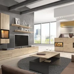 Tavolino 100x60cm da salotto design rovere e nero Emotion Gihome®