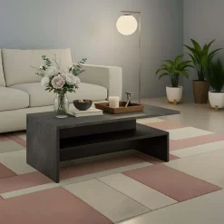 Tavolino 100x60cm da salotto design ossido e nero Emotion Gihome®
